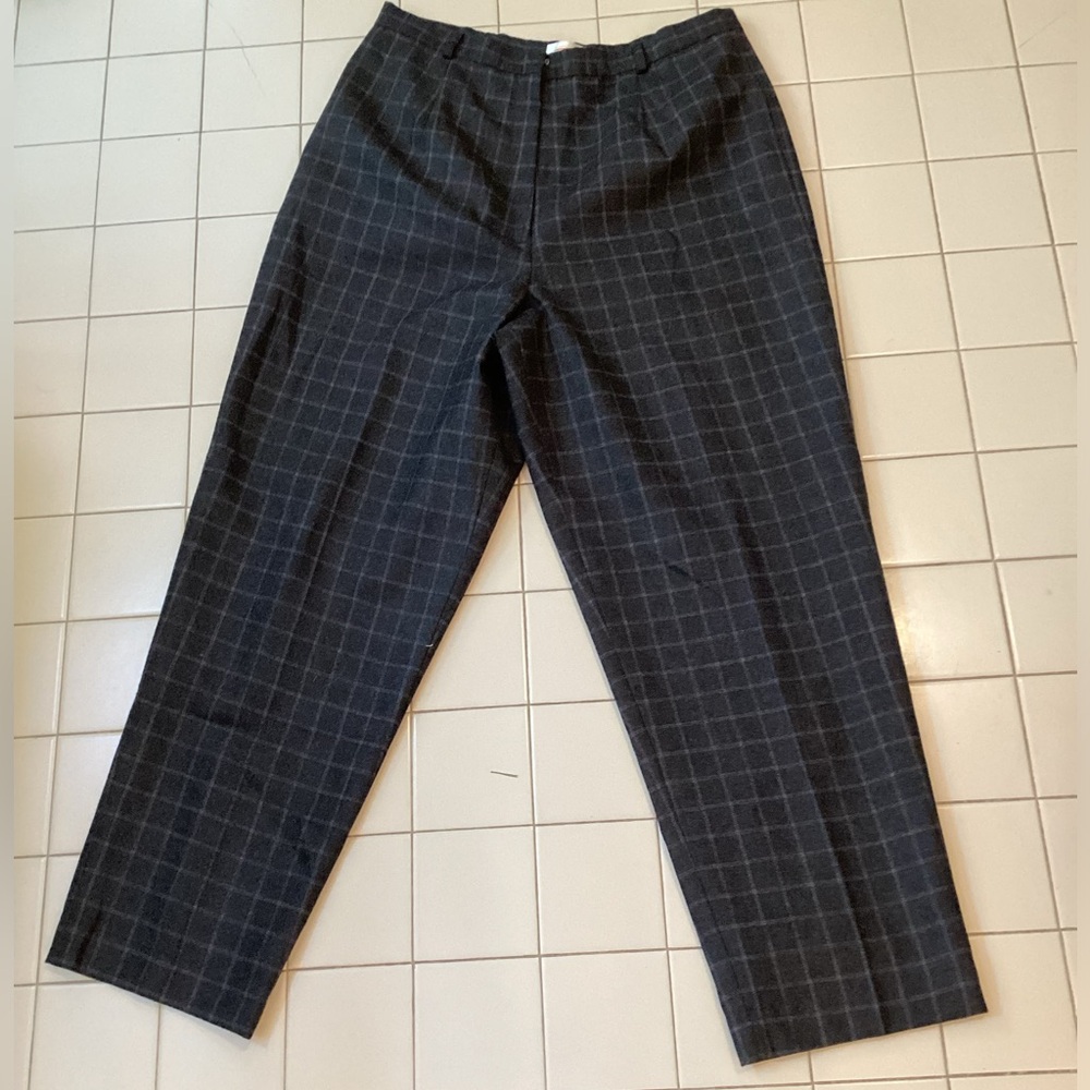 Talbots Charcoal and Light Gray Plaid Pants